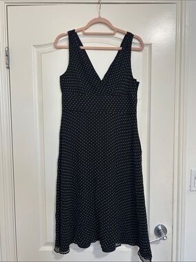 Black Polka Dot V-Neck Midi Dress